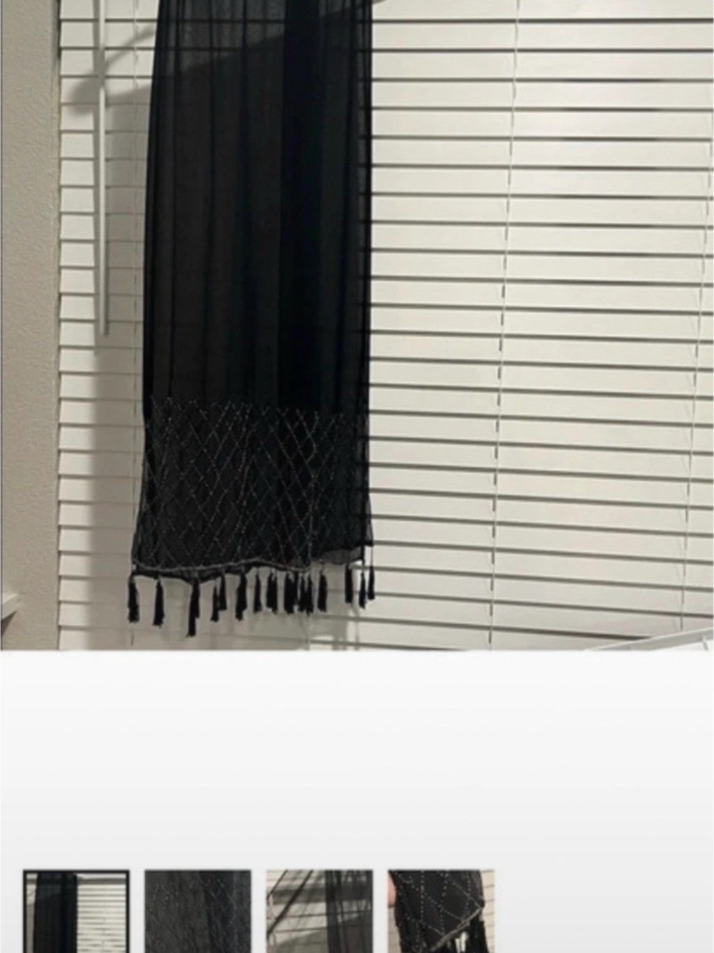 Black Geometric Fringe Scarf Like New